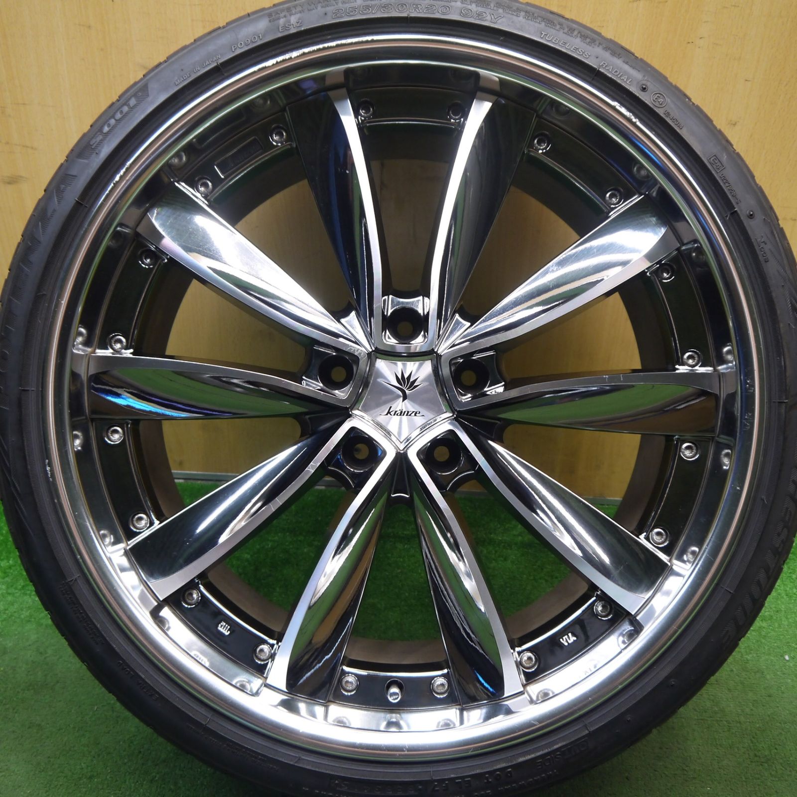 バリ溝 8.5分 1本 Kranze CHRISHNA 255|30R20 ブリヂストン ポテンザ S001 クレンツェ クリシュナ 20インチ PCD114.3|5H 5061007Hノ