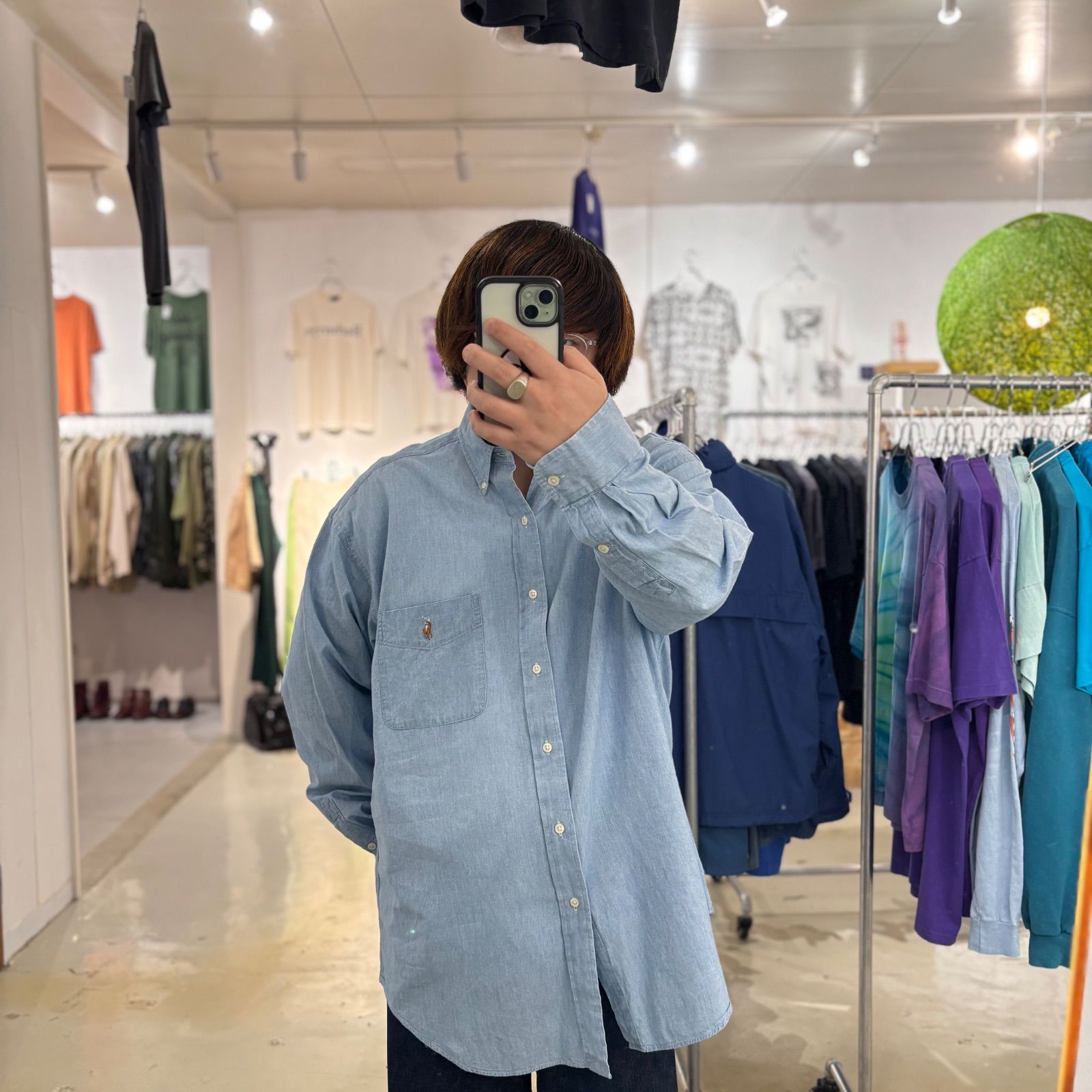【ビンテージ】ラルフローレン 90s シャンブレーシャツ BIG SHIRT 90's Ralph Lauren BIG SHIRT chambray size/XXL ラルフローレン