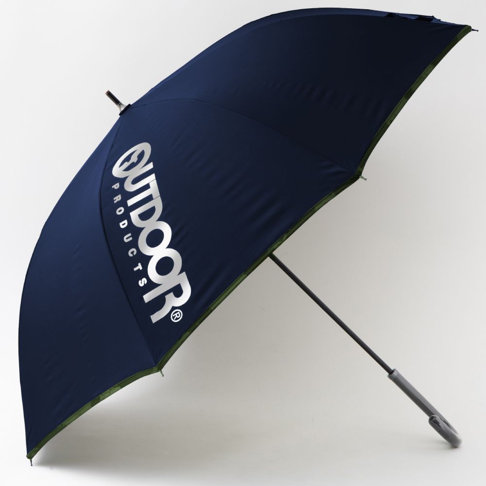 ネイビー  Outdoor Products 紳士長傘 OUTDOOR PRODUCTS 長傘 傘 メンズ ジャンプ傘 雨傘 長がさ かさ 大きい 70cm ワイド ワンタッチ グラスファイバー骨 折れにくい 丈夫 通勤 通学 紳士 男性 おしゃれ