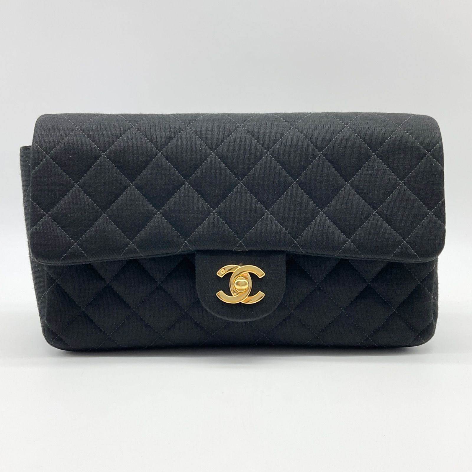 CHANEL シャネル マトラッセ25 ココマーク チェーン リュック バックパック ブラック ゴールド金具 コットンジャージ ターンロック レディース ABランク 2_244