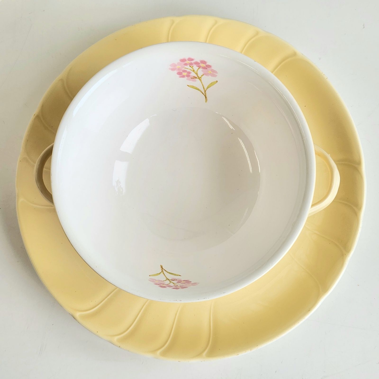 【希少！】ノリタケ STONEWARE スープ シチュー皿 5点セット 現状品 5客セット】Noritake スープカップ 皿 セット 花柄 イエロー