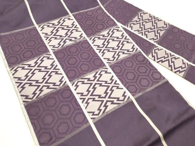 平和屋着物 西陣 川島織物 九寸名古屋帯 唐織 市松吉祥文 銀糸 正絹 DAAY8251cm