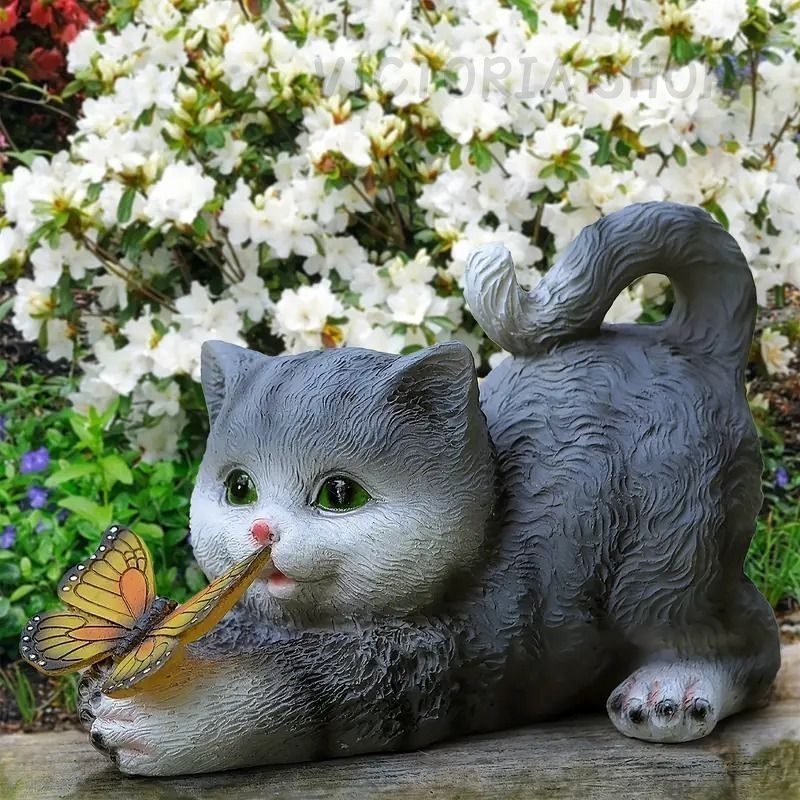 ガーデンクォーツ ネコ 置物 ② 素敵な逸品 ガーデンクォーツ ネコ