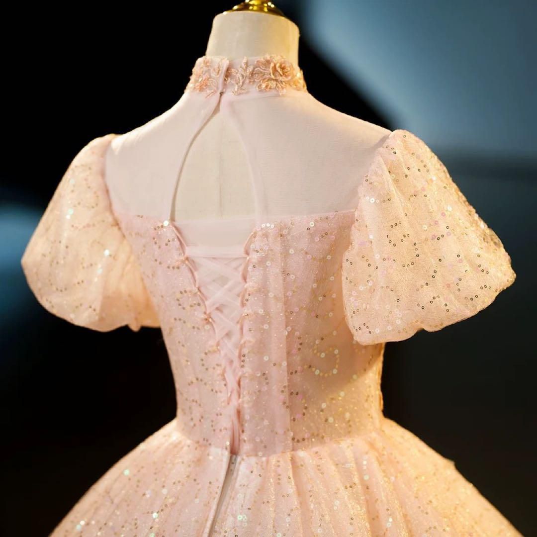 お花のデザインがオシャレなパフスリーブ イブニングドレス 新品未使用 レディースファッション 人気商品 お花のデザインが