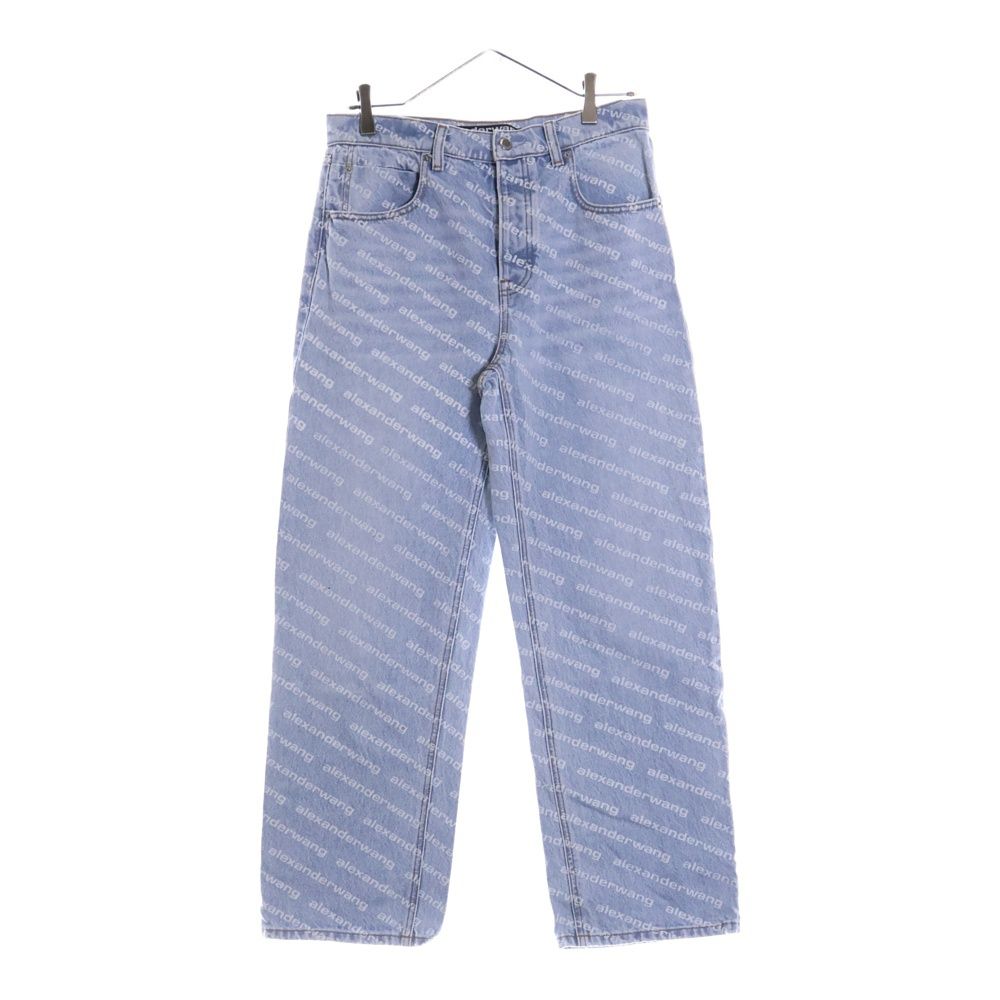 alexander wang ロゴ　ハイウエストストレートパンツ High-Waist Pleated Pant with Logo Elastic in BLACK