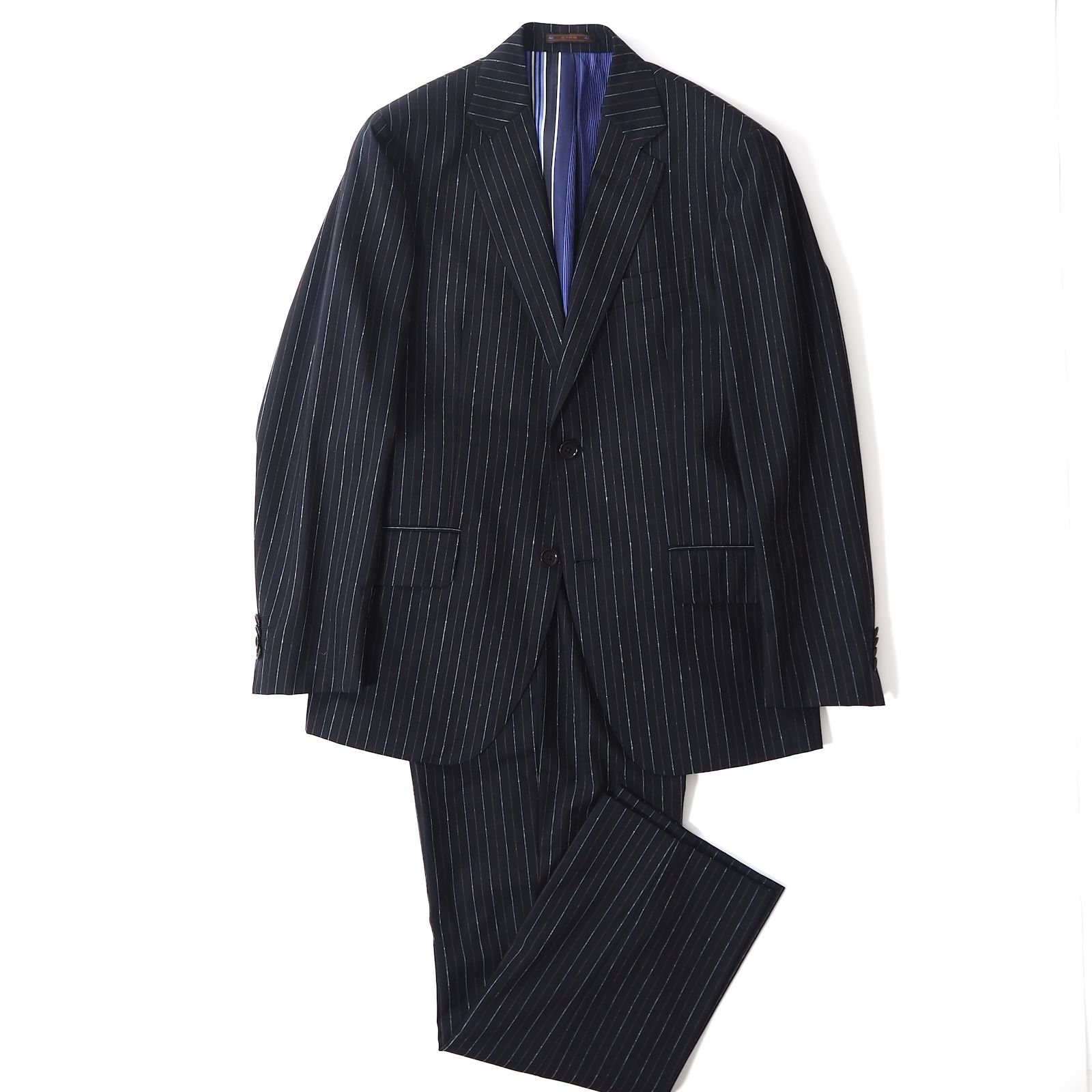 ETRO エトロスーツセットアップペイズリー柄ネイビーストライプ54 ETRO エトロスーツセットアップペイズリー柄ネイビーストライプ54