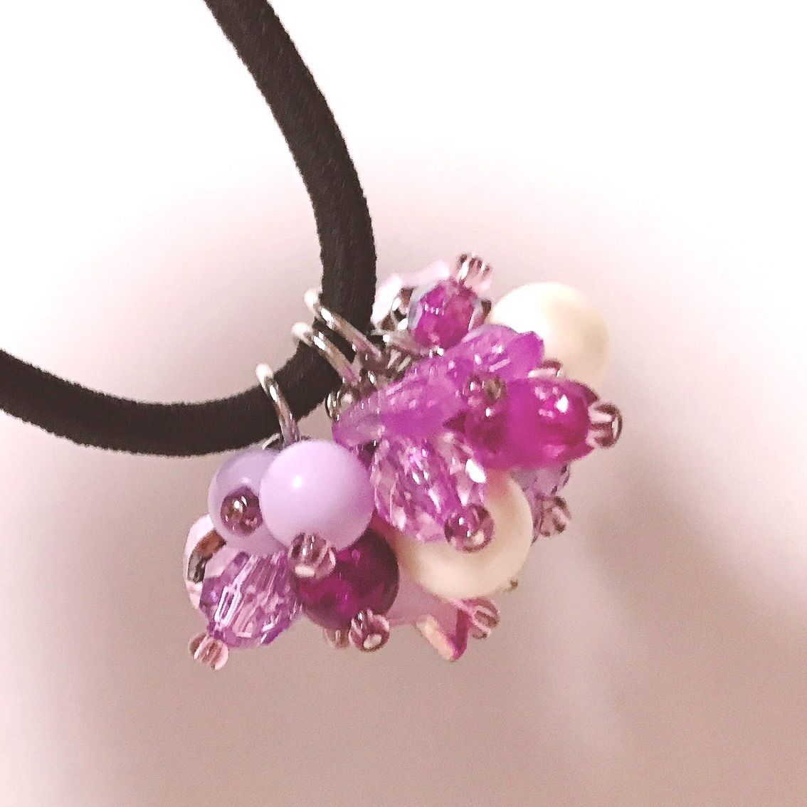 じゃらじゃら  ヘアゴム  清楚なパープル じゃらじゃら ヘアゴム 清楚なパープル