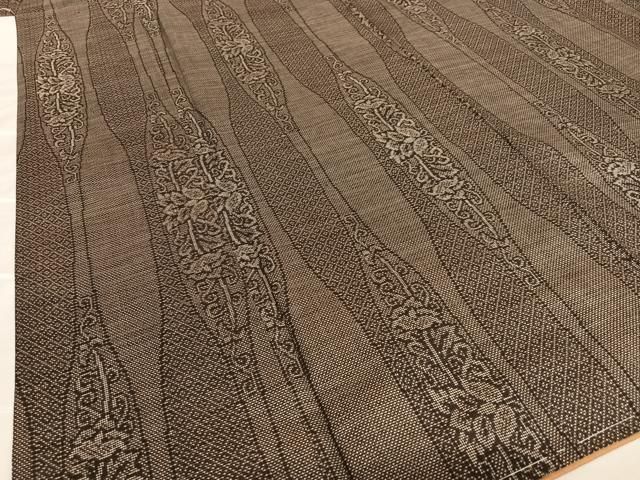 平和屋着物○本場大島紬 泥染め 7マルキ 草花間道 正絹 逸品 未使用