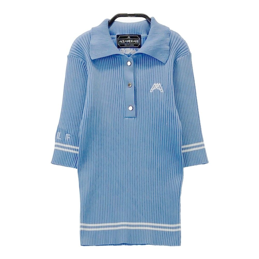 ACEANDRARE エースアンドレア 半袖 リブニットポロシャツ ブルー系 F