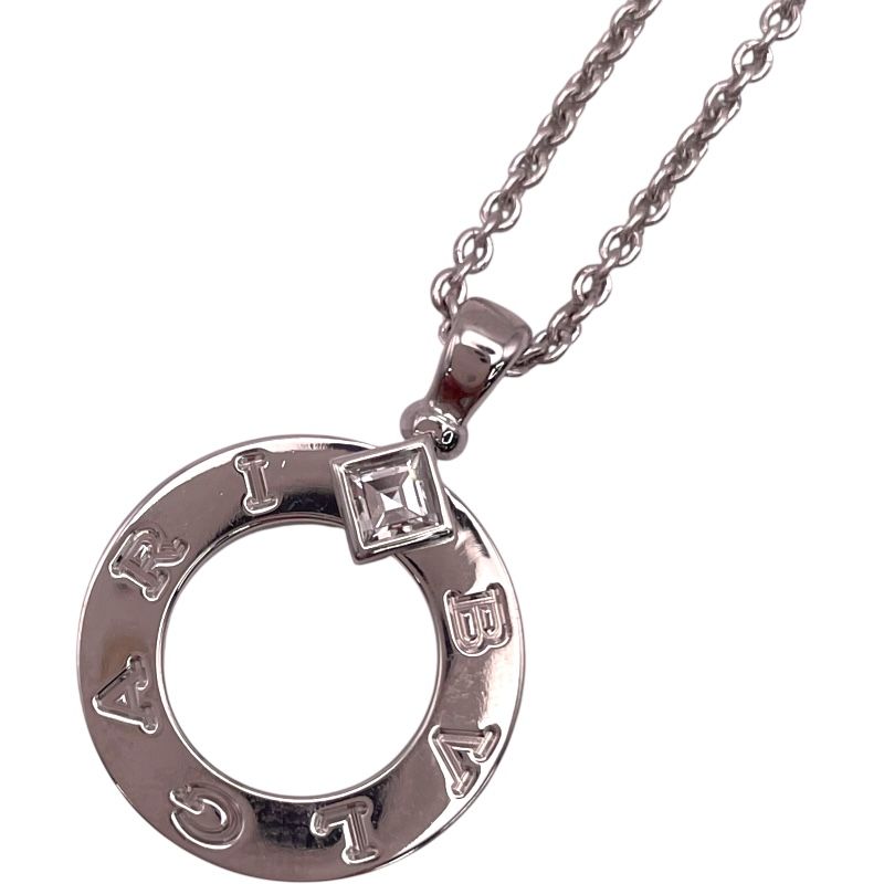 ブルガリ BVLGARI ブルガリブルガリ1PDダイヤネックレス ホワイト K18ホワイトゴールド ジュエリー