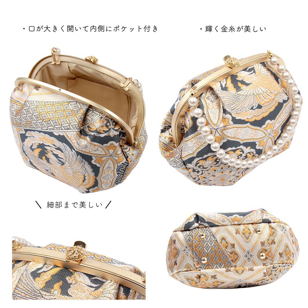 草履バックセット　鳳凰 草履バッグ 草履バック 草履バッグセット ブルーグレー パール