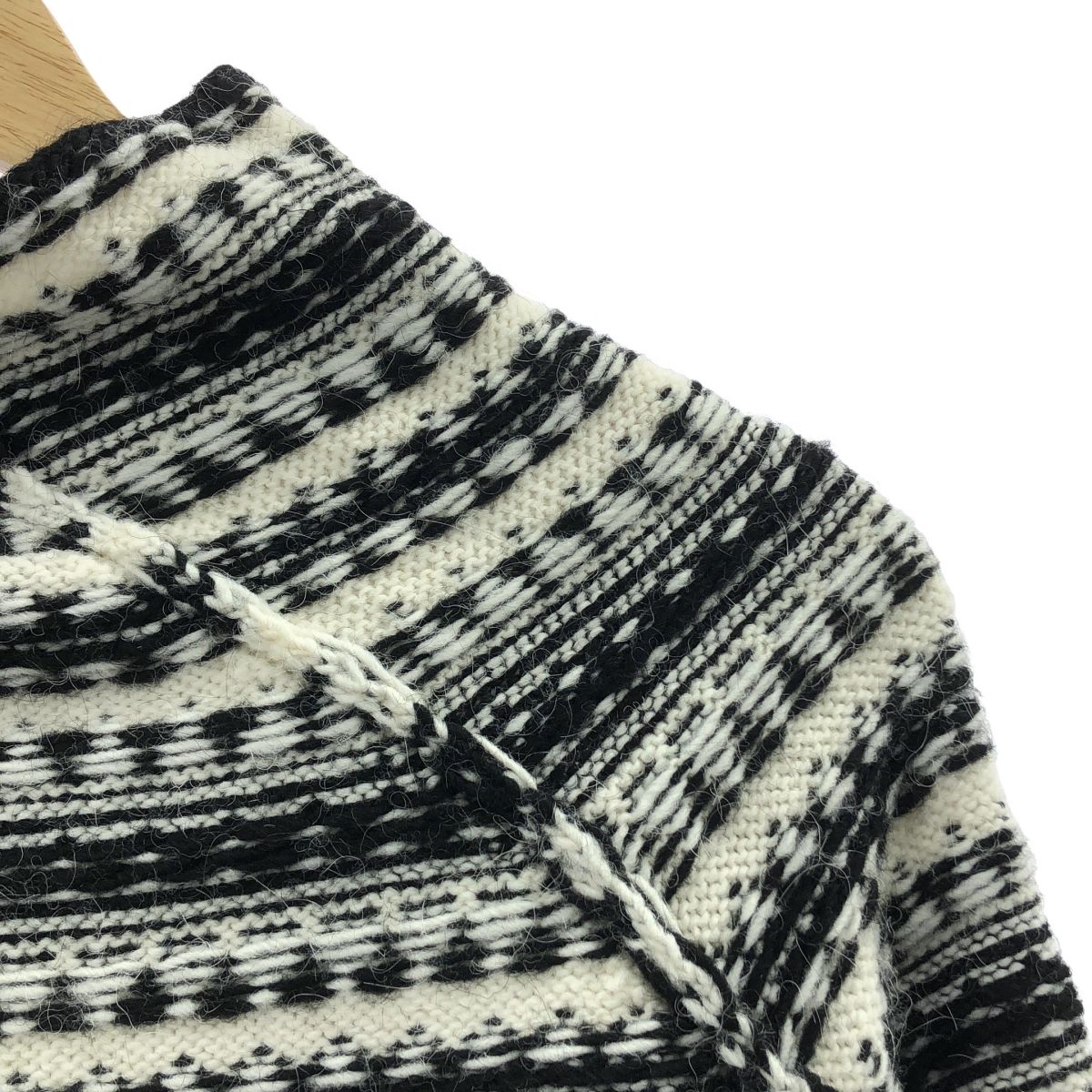 MM6 Maison Margiela エムエムシックスメゾンマルジェラ 2021AW アルパカ混 インサイドアウト ニット L ブラック ホワイト レディース