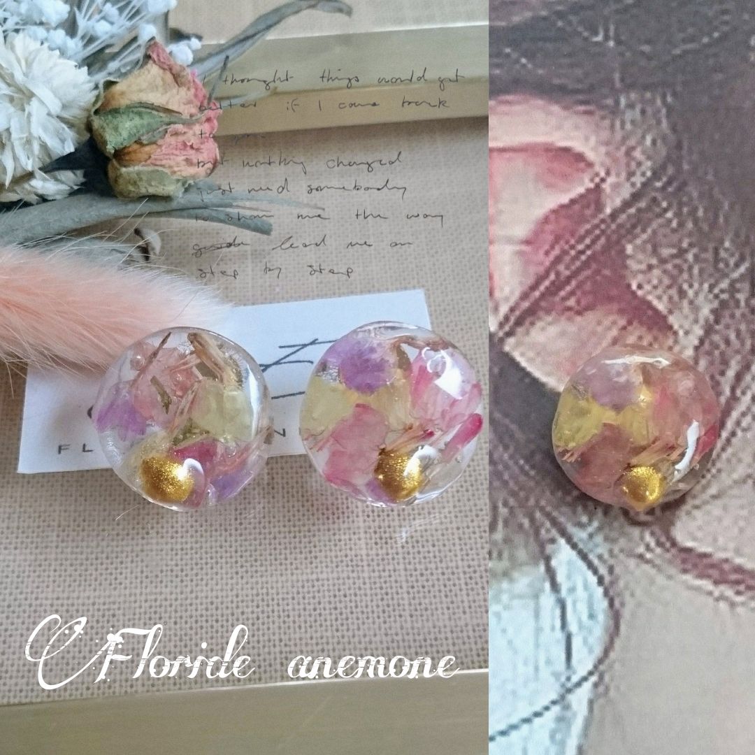 No.777 【10ペアセット】 薄桃紫 お花 ハンドメイド ピアス イヤリング