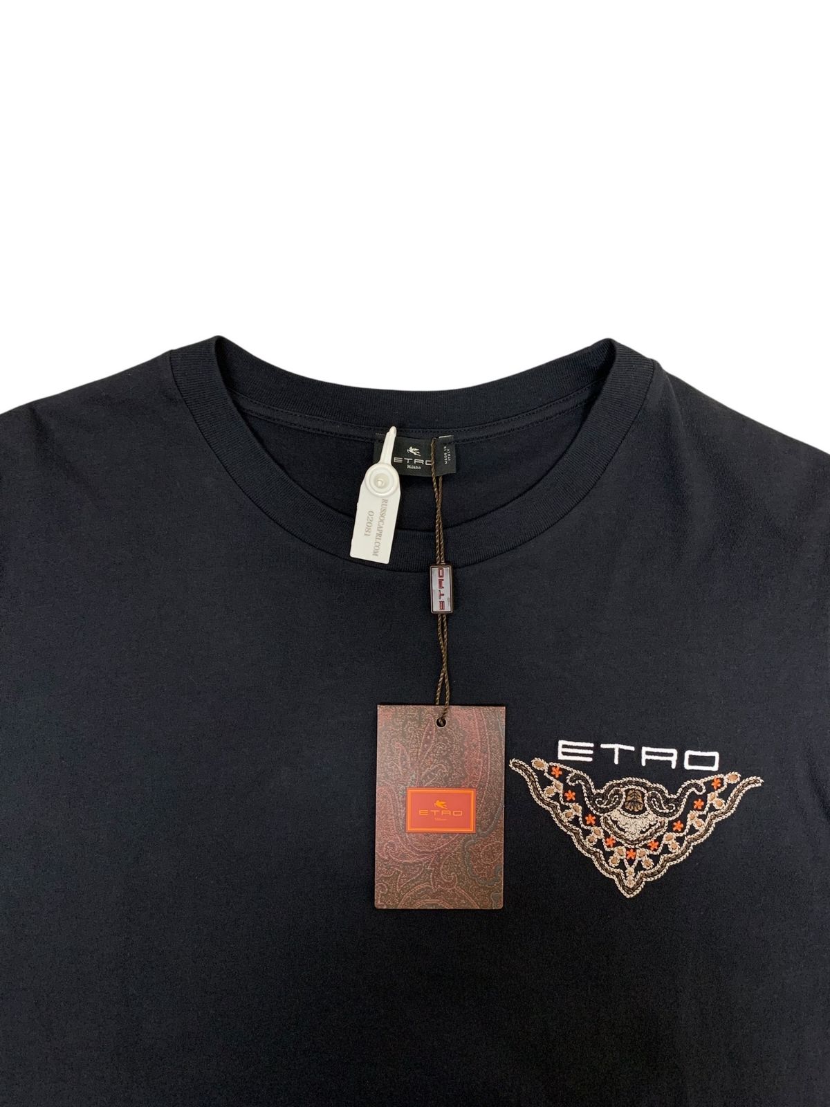 ETRO ロゴ刺繍クルーネックTシャツ 【関税込】 ETRO (エトロ) EMBROIDERED T-SHIRT. Tシャツ 刺繍 半袖 クルー