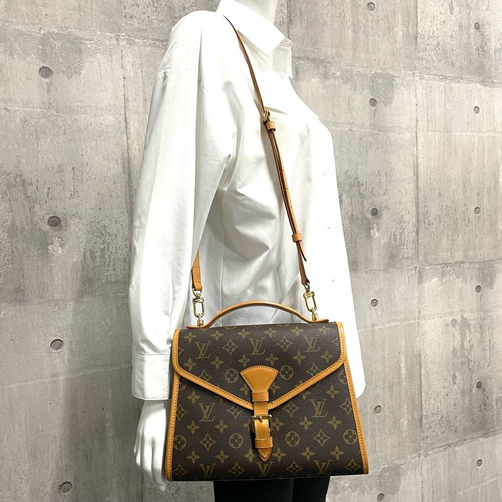 【限定価格】LOUIS VUITTON ルイヴィトン 2WAY ベルエア モノグラム ハンドバッグ ショルダーバッグ 肩掛け 斜め掛け かばん 鞄 M51122    ブラウン 茶 ゴールド金具 レディース【品】