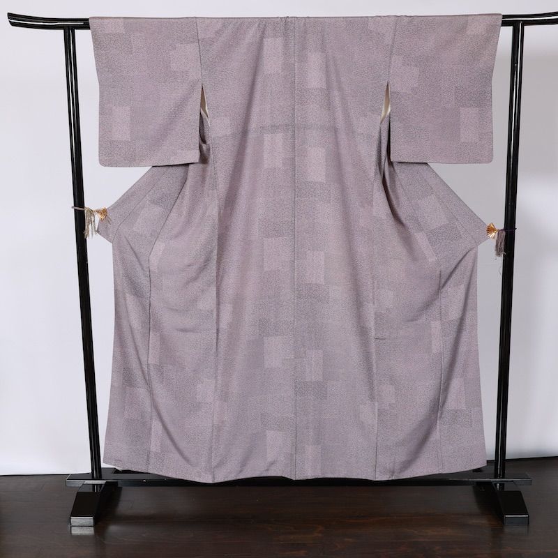 江戸小紋 薄紫 黒 松 亀 鶴 扇子 笹 K116 - メルカリ