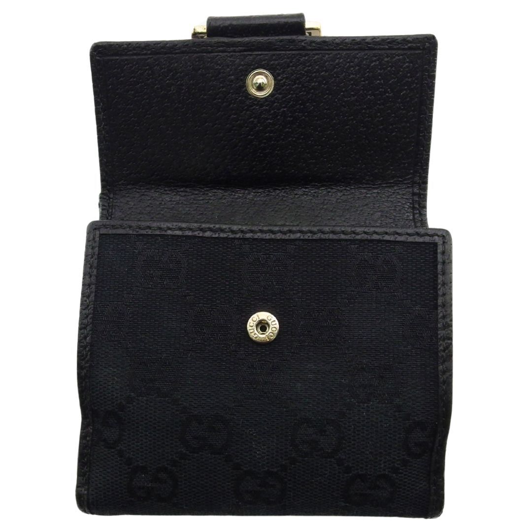 Gucci 二つ折り財布 ブラック ゴールド グッチ GUCCI 二つ折り財布 GG柄 ブラック×ゴールド レディース