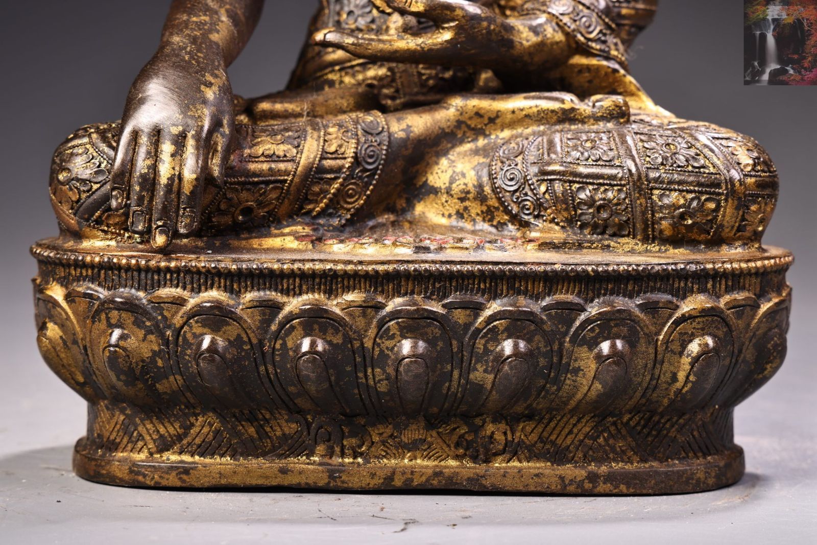 旧家蔵出　時代物　泥金純銅仏像　怒龍護観音　 開光済み　置物　古美術 本物保証 旧家蔵出し 銅製 泥金 浮彫 鏨刻 鐘馗像 仏像 密宗密教 供養品