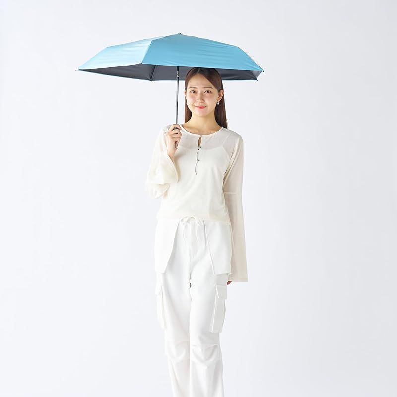 マジカルテック プロテクション 日傘 軽量 自動開閉 折りたたみ傘 ワンタッチ 遮光 遮熱 UVカット 晴雨兼用 スリム ジャンプ 無地 親骨58cm 30226 ペールスカイ 今田美桜 アンバサダー