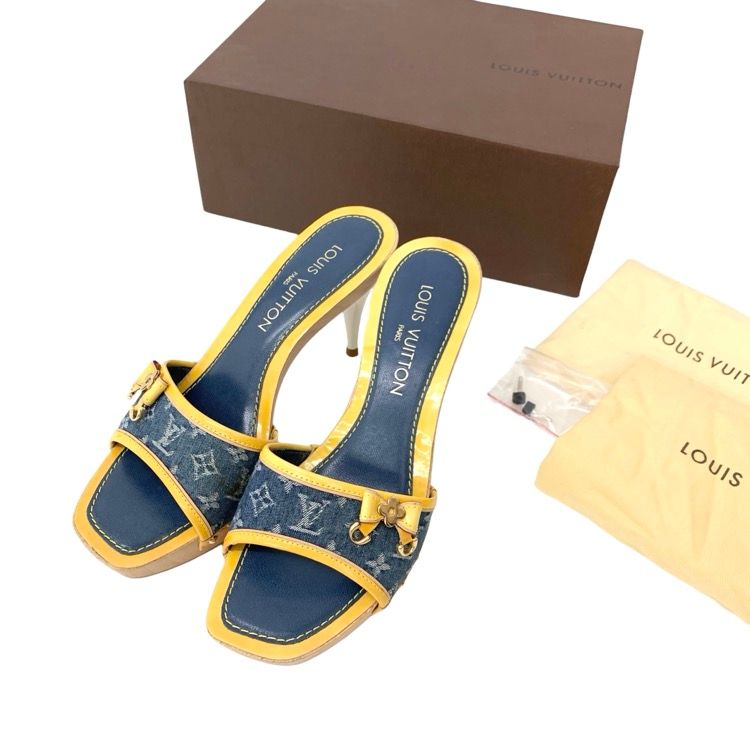 【Louis Vuitton】モノグラム デニム ウェッジソール サンダル LOUIS VUITTON ルイヴィトン モノグラムデニム サンダル 38