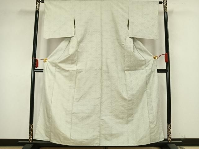 平和屋着物▽お召 単衣 麻の葉文様 正絹 逸品 AABB2148fy 平和屋着物◎