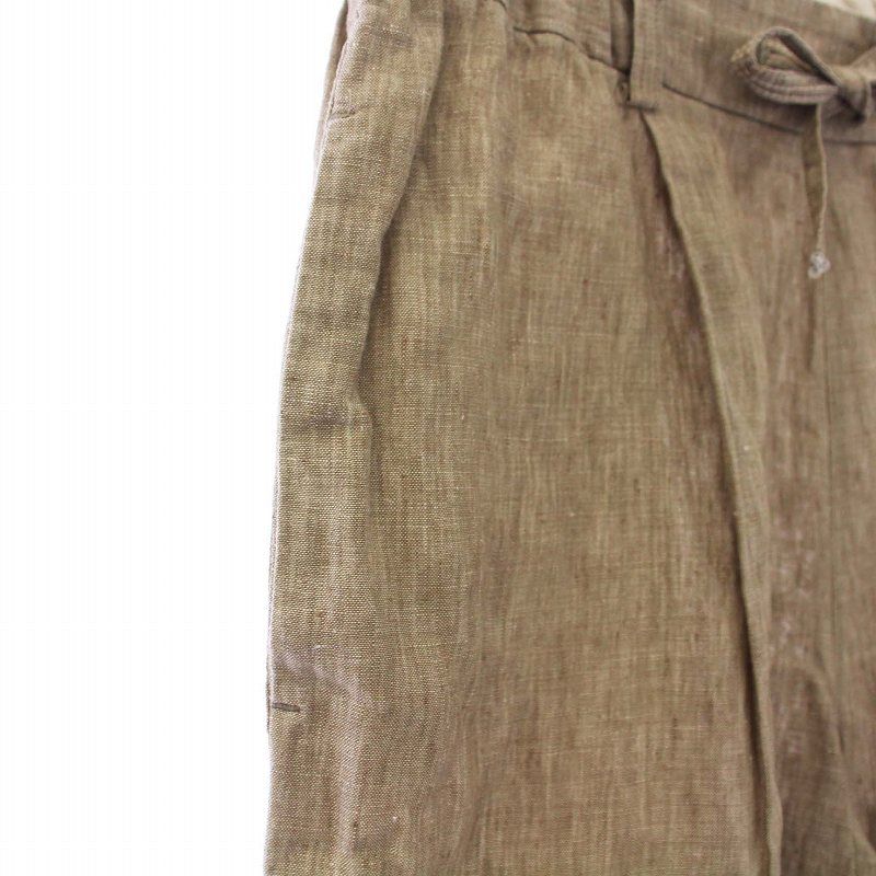 Pallas Palace パラスパレス 麻100%ワイドパンツ 天然素材ボタン XPdVc  