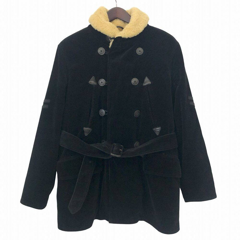 Polo by Ralph Lauren ポロバイラルフローレン リミテッドエディション 裏地ムートン コーデュロイ Pコート M ブラック メンズ 古着