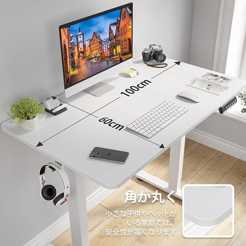 Sunon 昇降デスク 電動 スタンディングデスク 幅100cm 耐荷重80kg 昇降 