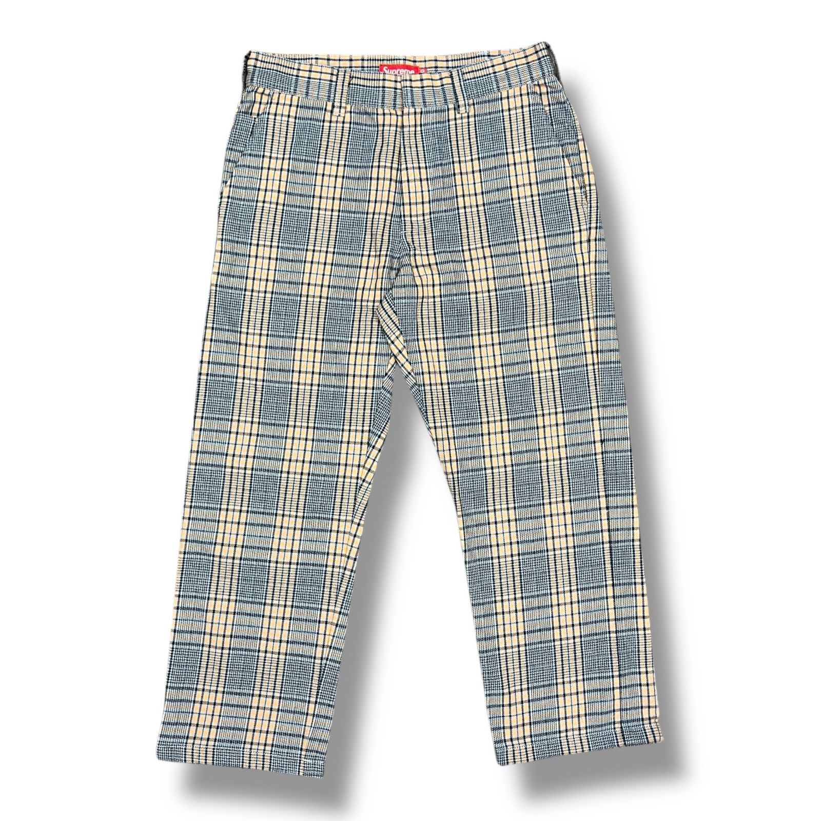 supremeチェックワークパンツ　30 19ss 国内正規 Supreme 19SS Work Pants Blue Plaid ワークパンツ
