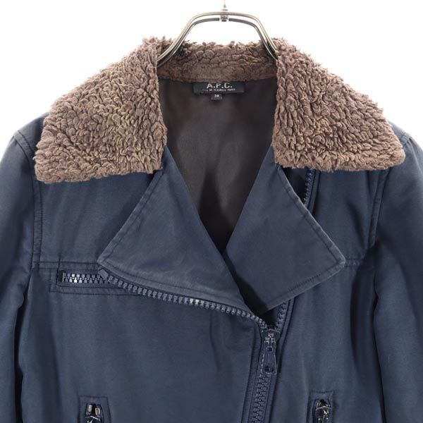 【関税込み】A.P.C. ネイビー Stella ジャケット アーペーセー フランス製 ライダースジャケット 38 ネイビー