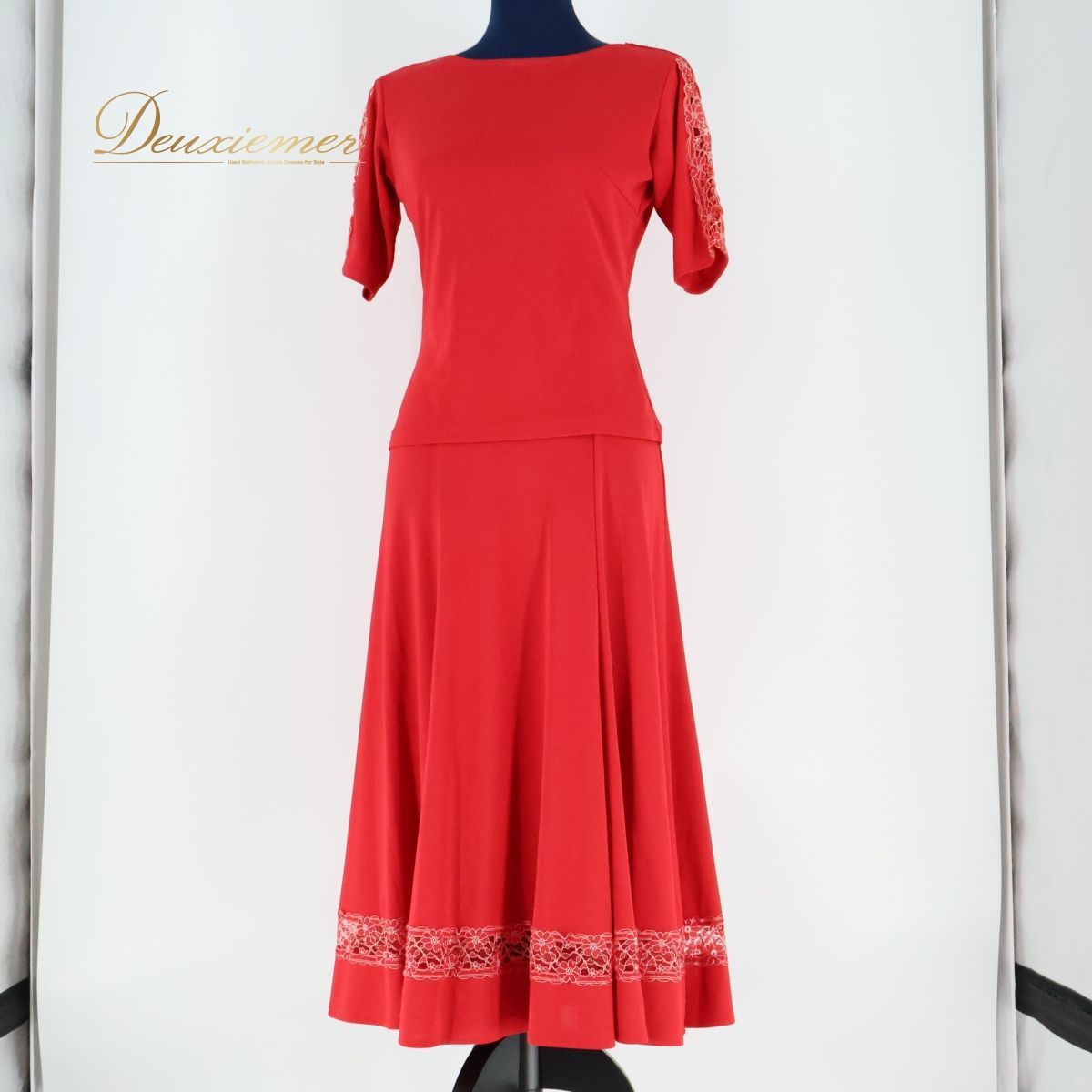 【美品 社交ダンス衣装】ワインレッド Chacott スカート トップス セット 日本製 社交ダンス衣装】ピンク CHACOTT 上下セット ツーピース