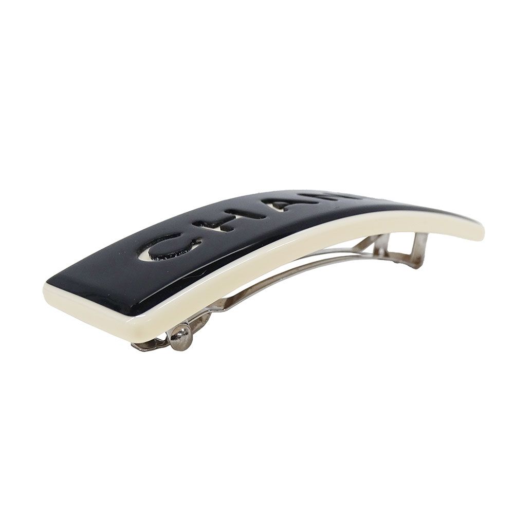 シャネル CHANEL バレッタ レディース ブランド プラスチック ブラック アイボリー 99P 髪留め おしゃれ ロゴ 大きめ シンプル