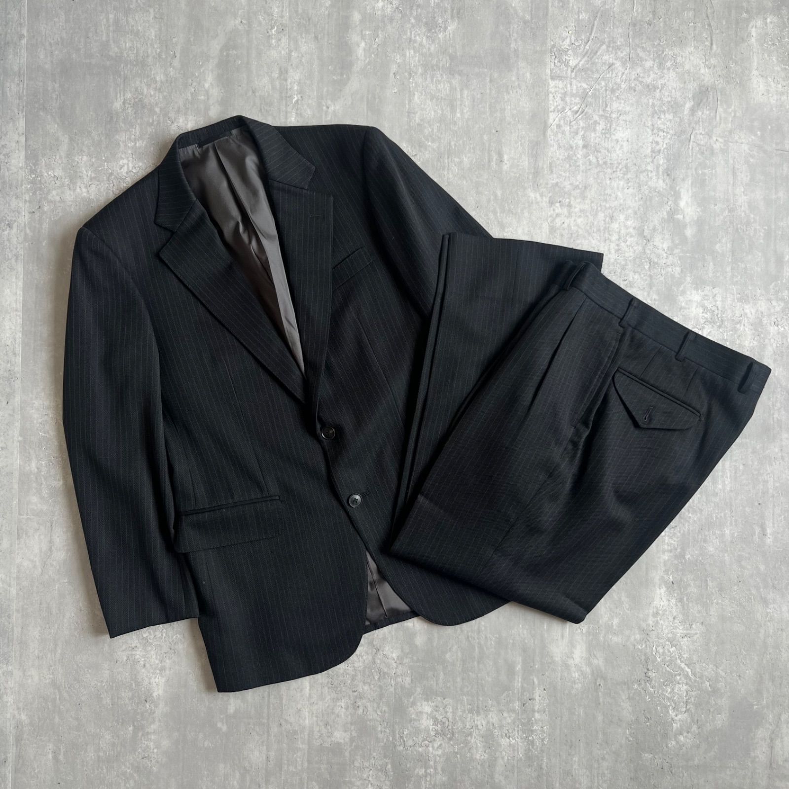 BURBERRY LONDON バーバリーロンドン セットアップ 冬ウール ブラック×ブラウン ストライプ 三陽商会 A5