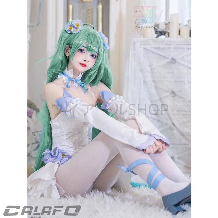 鮮やかさが溢れる VOCALOID ボーカロイド 初音ミク 花蝶精霊 コスプレ 白いレオタード コスプレ衣装 ウィッグ 靴 追加可