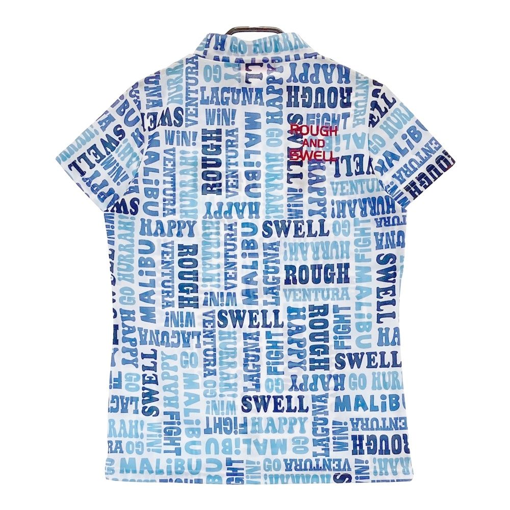 サイズ M ROUGH-SWELL ラフアンドスウェル ハイネック 半袖Tシャツ 総柄 ブルー系 240101535851 ゴルフウェア レディース ストスト