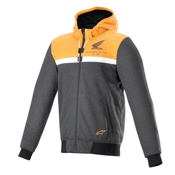 【新品・2営業日で発送】アルパインスターズ 【必ず購入前に仕様をご確認下さい】HONDA CHROME STREET HOODIE 1914 BLACK MELANGE ORANGE XL
