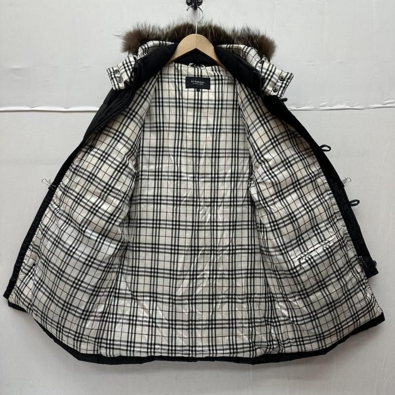 バーバリーブラックレーベル　レザーフーデッドコート　裏地ノバチェック　ファー　M BURBERRY BLACK LABEL バーバリーブラックレーベル ジャケット