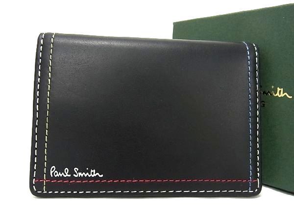 ■新品■未使用■ Paul Smith ポールスミス レザー カードケース パスケース カード入れ 名刺入れ メンズ ブラック系 BE5329