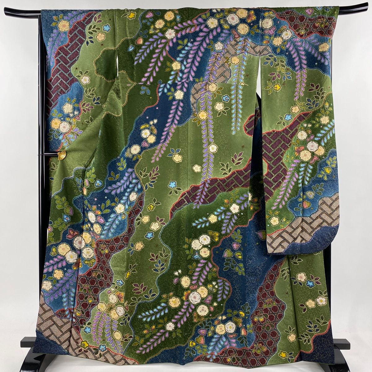 振袖 身丈167cm 裄丈68cm L 袷 翠山工房 落款 辻が花 籠目 金彩 金通し  