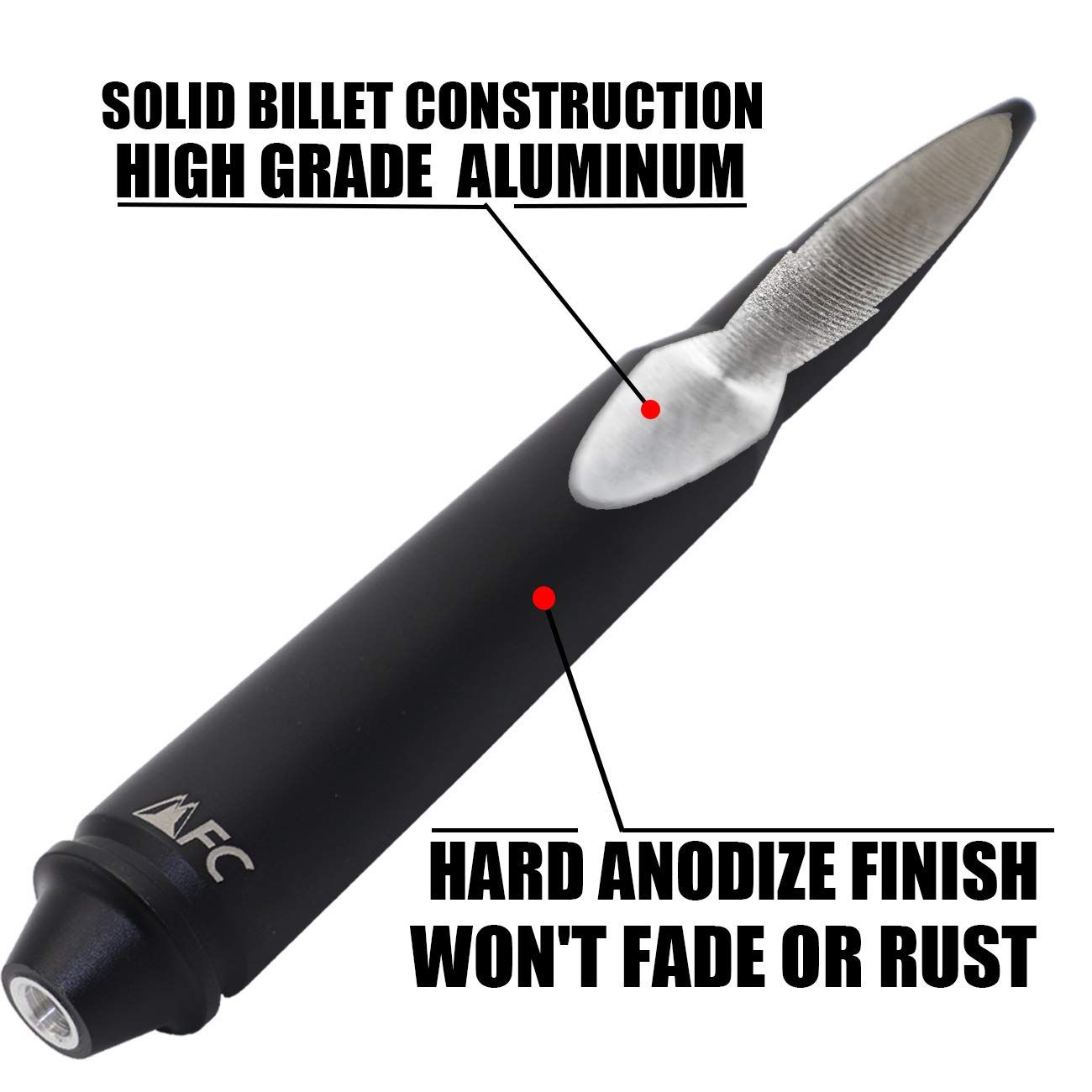 5.7インチ ブラックアンテナ ヘビーゲージビレットアルミニウム交換用