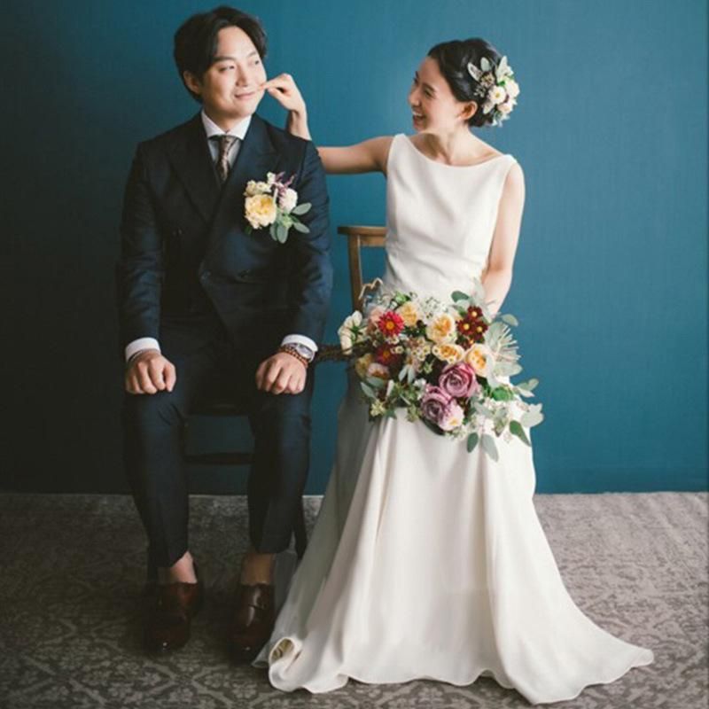 ウェディングドレス 結婚式 二次会 ホワイト 花嫁 白ワンピース ロング丈ドレス 披露宴 シンプル 前撮り ウエディングドレス Aラインドレス