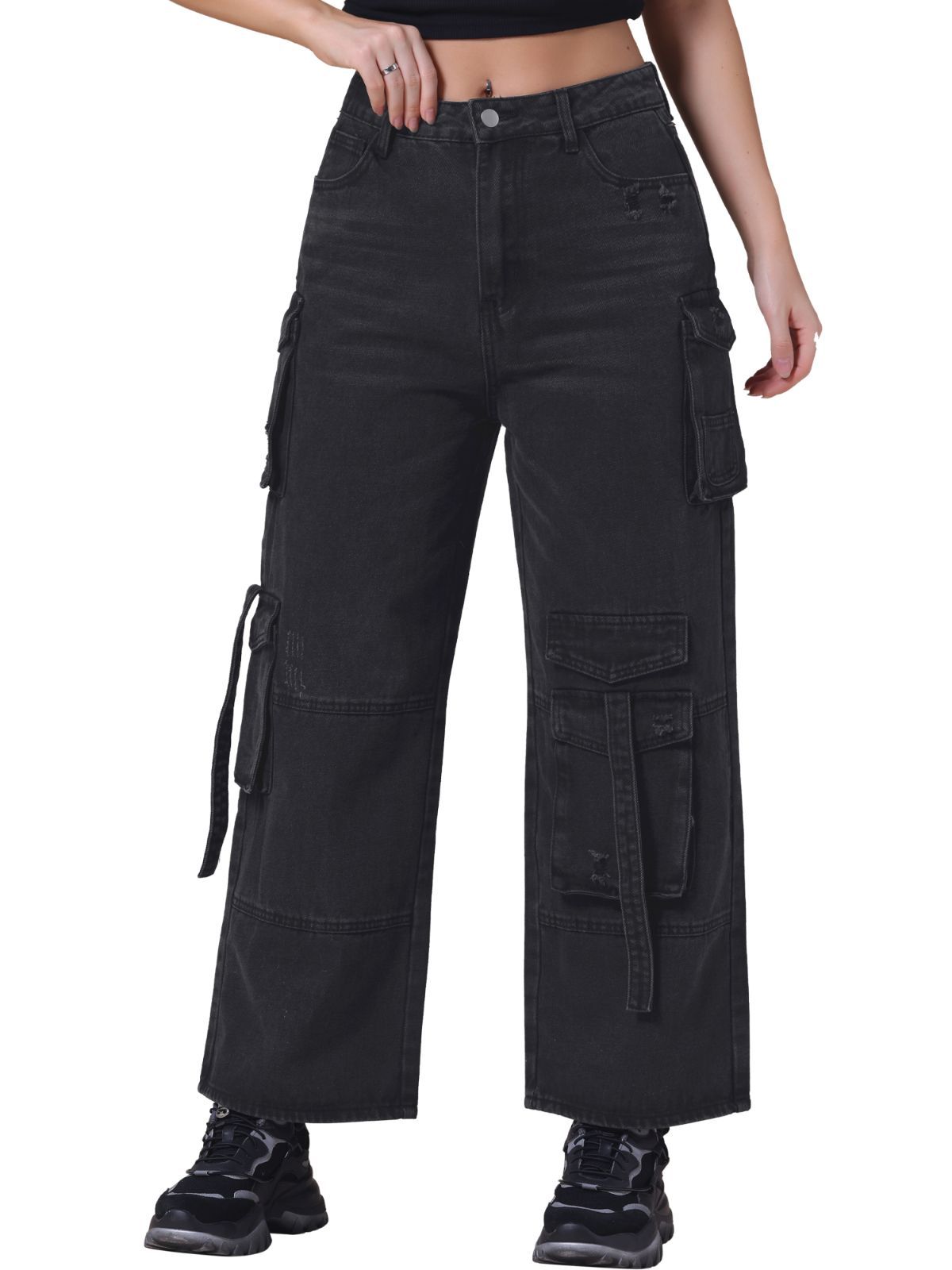 CIDER◆ミッドライズ◆ポケット◆カーゴ◆バギー◆ジーンズ Straight Leg Jeans City Chic Denim Mid Waist Baggy Jeans For