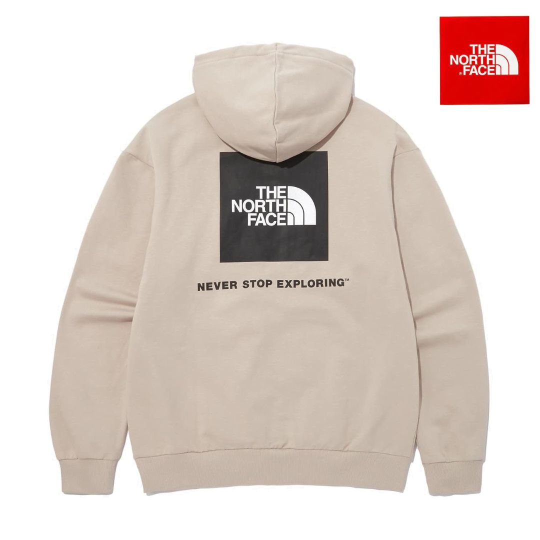 【海外限定　新品・未使用】THE NORTH FACE（ザ・ノースフェイス）日本未発売モデル　COTTON NSE BOX LOGO HOODIE  ノースフェイスパーカー　※ライトベージュ　サイズ2XL（NM5PP42C）