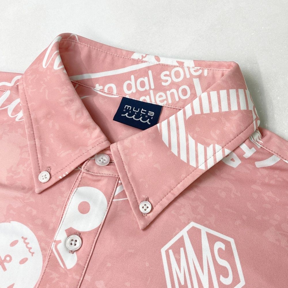 MUTA MARINE ポロシャツ ピンク/ホワイト muta】バイカラーポロシャツ