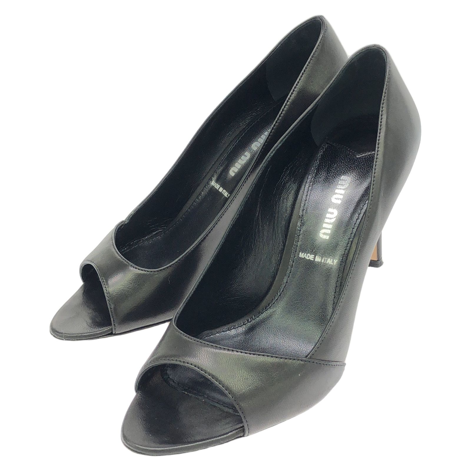 ミュウ ミュウ Miu Miu ミュール ミュール ブラック カーフ 牛革 ミュール レディース Used B