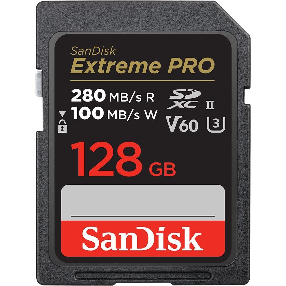 u0026 SDXCカード、SDカード、V60メモリーカード、6K 4K PRO Extreme UHD、最大280MB/秒、衝撃、温度、水、X線防止、RescuePro 128GB Deluxeデータ復旧ソフトウェア、UHS-II、クラス10、U3。 SanDisk