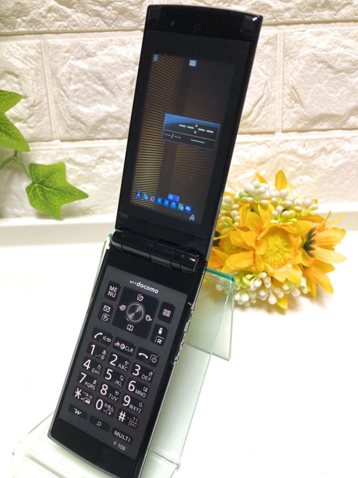 レオパードフラワーブラック 携帯電話 docomo F-10B ブラック - 携帯