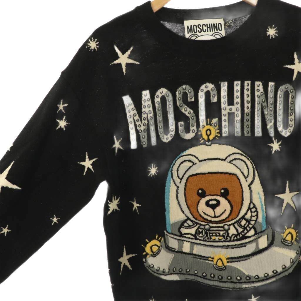 MOSCHINO - モスキーノ クチュール ベア 星柄 プルオーバーニット セーター 長袖 ブラック モスキーノ MOSCHINO クチュール COUTURE ベア 星柄 プルオーバー