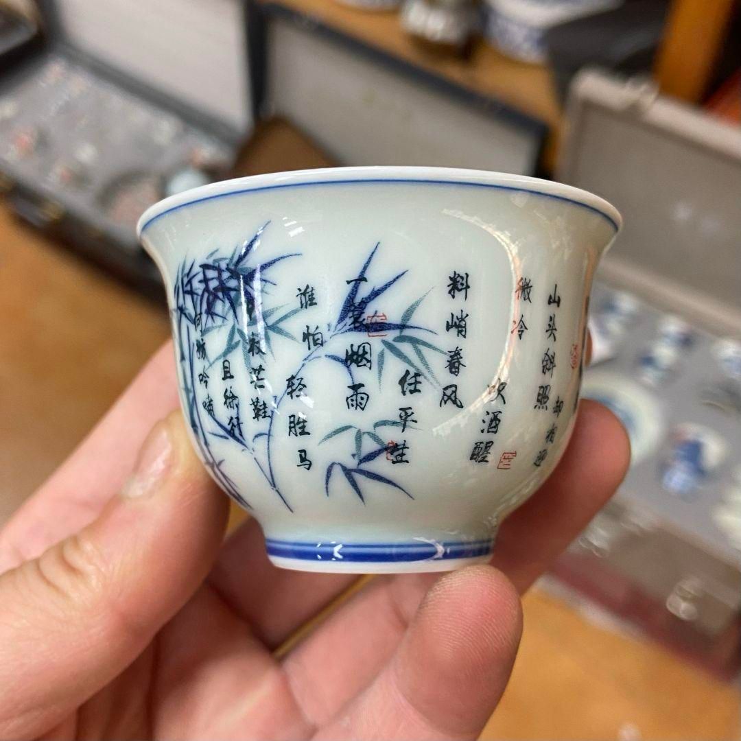 偲】中国宜興 紫砂壺 急須 煎茶碗5客 人物風景図 中国古美術