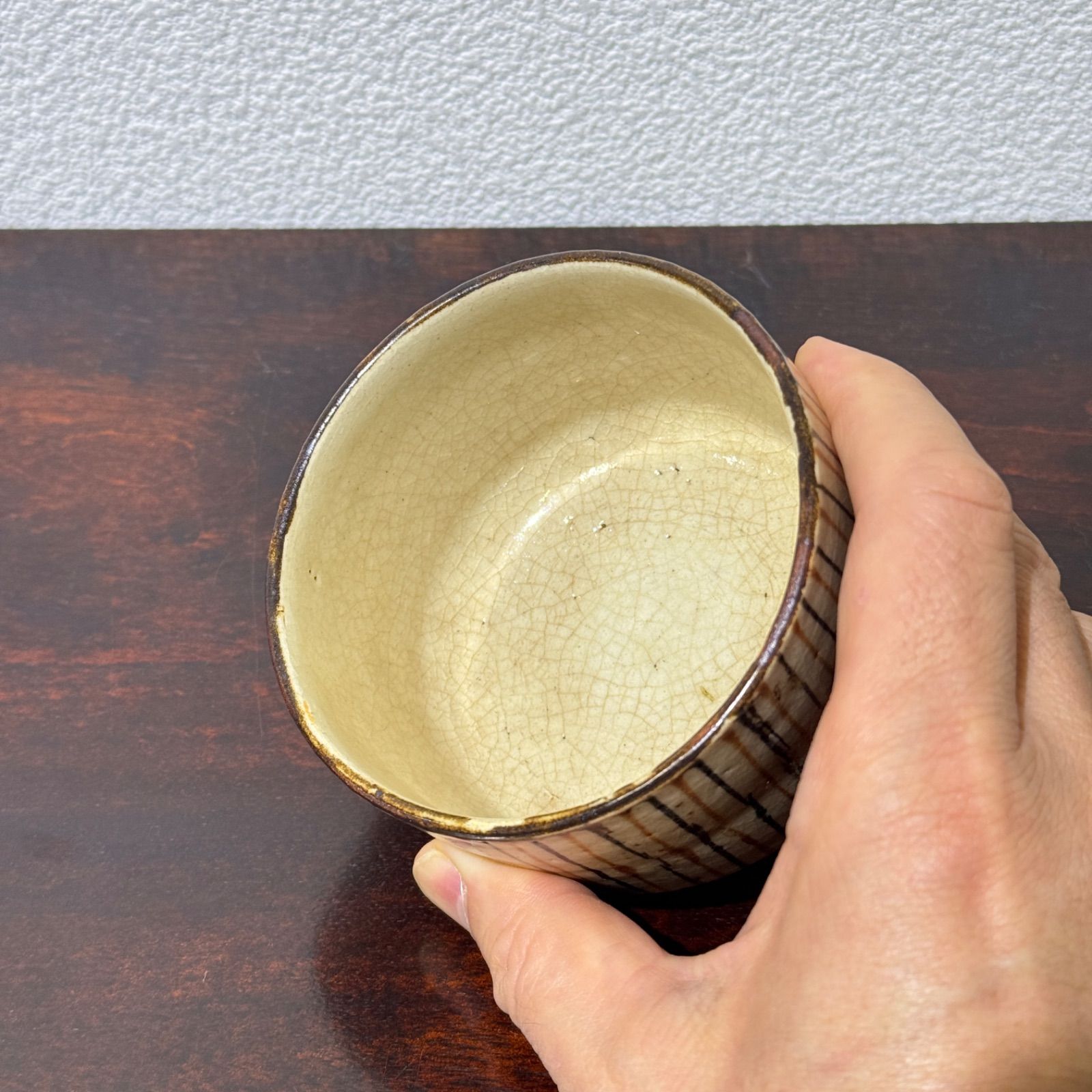 デッドストック！民芸の味わいある麦藁手の美しいお碗２点（検瀬戸焼木賊文白洲正子 デッドストック！民芸の味わいある麦藁手の美しい大碗2点（検瀬戸焼
